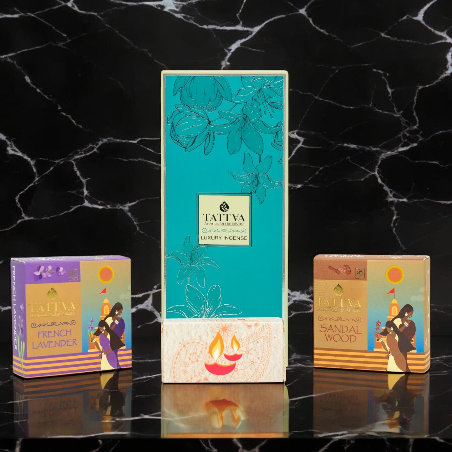 Festive Gift Boxes (Small)|JASHN- 2 Dhoop cones+2 ceramic diyas