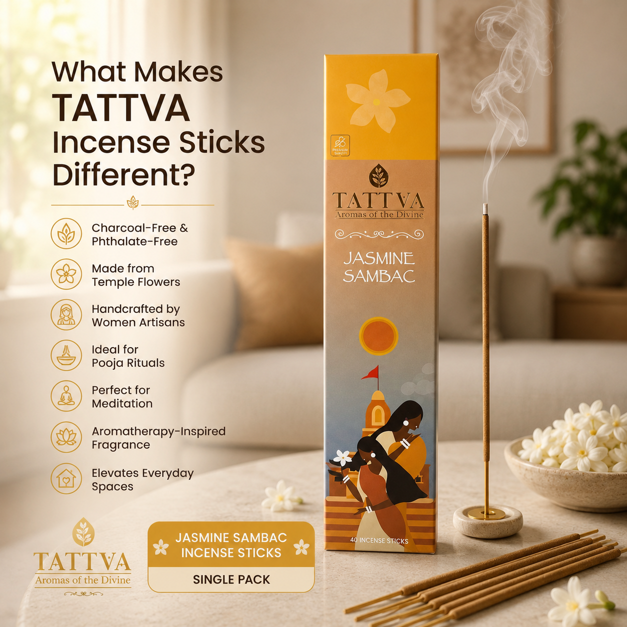 TATTVA Jasmine Sambac Incense Sticks