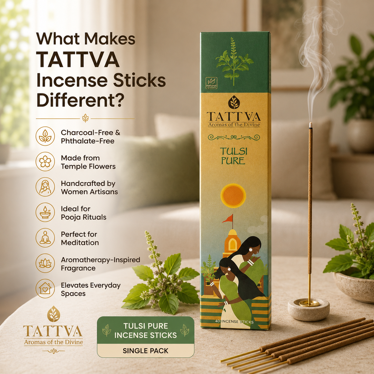 TATTVA Tulsi Pure Incense Sticks