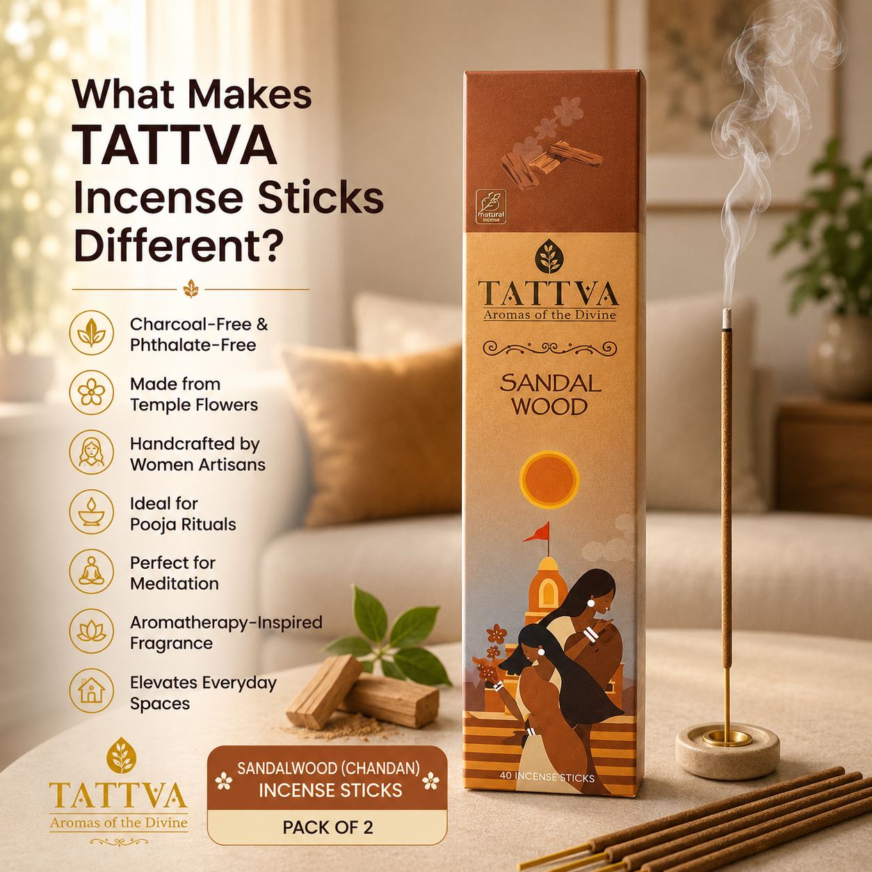 TATTVA Sandalwood Incense Sticks